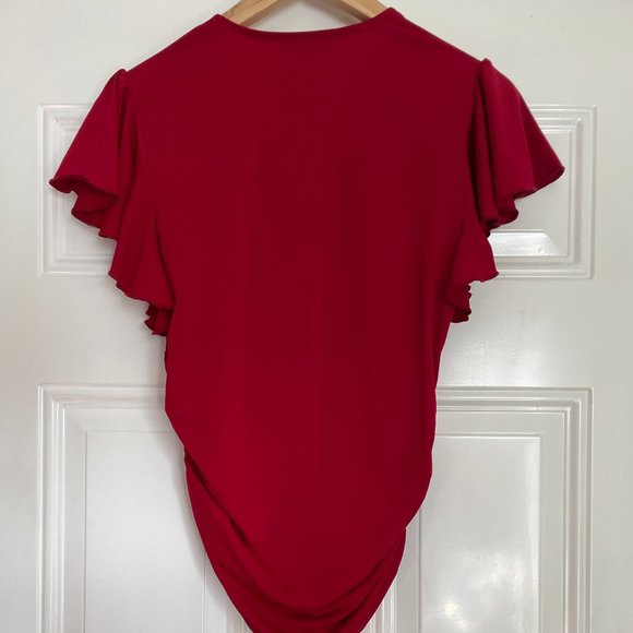 Grace Karin Flutter Sleeve Surplice Wrap Blouse - Picture 3 of 6